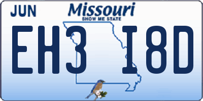 MO license plate EH3I8D