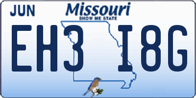 MO license plate EH3I8G