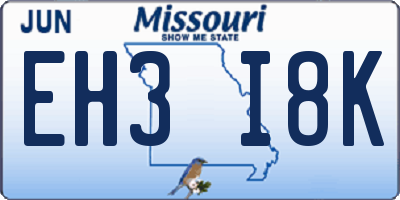 MO license plate EH3I8K