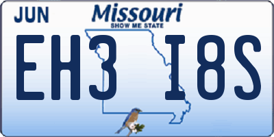 MO license plate EH3I8S