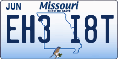 MO license plate EH3I8T