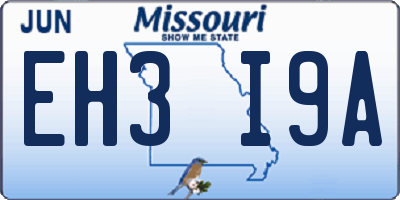MO license plate EH3I9A