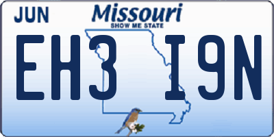 MO license plate EH3I9N