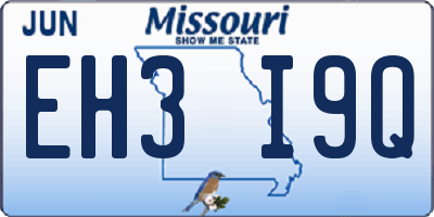 MO license plate EH3I9Q