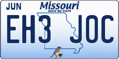 MO license plate EH3J0C