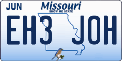 MO license plate EH3J0H