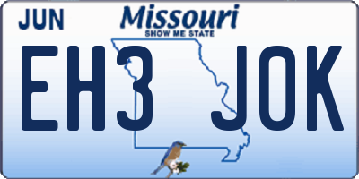 MO license plate EH3J0K