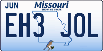 MO license plate EH3J0L