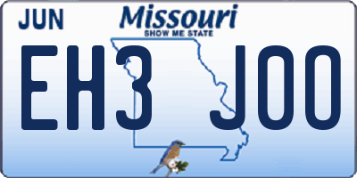 MO license plate EH3J0O