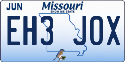 MO license plate EH3J0X