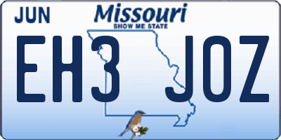 MO license plate EH3J0Z