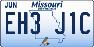 MO license plate EH3J1C