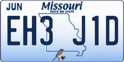 MO license plate EH3J1D