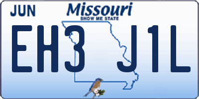 MO license plate EH3J1L