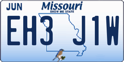 MO license plate EH3J1W
