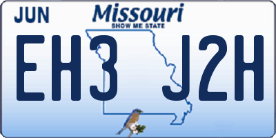 MO license plate EH3J2H