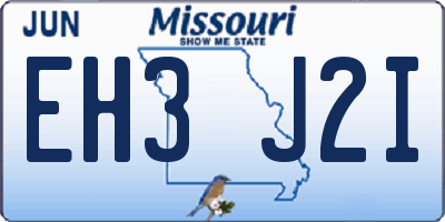 MO license plate EH3J2I
