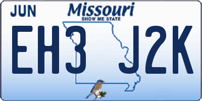 MO license plate EH3J2K