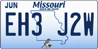 MO license plate EH3J2W