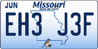 MO license plate EH3J3F