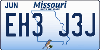 MO license plate EH3J3J