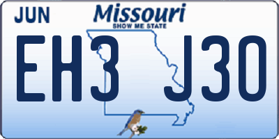 MO license plate EH3J3O