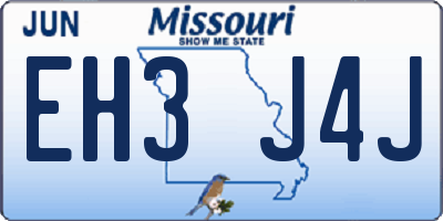 MO license plate EH3J4J