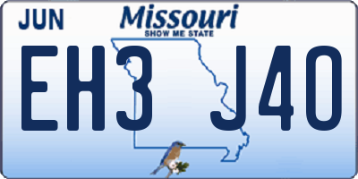 MO license plate EH3J4O