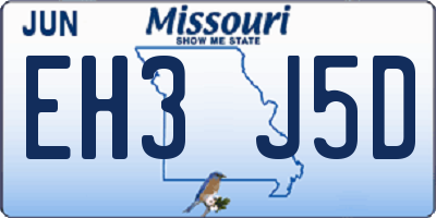 MO license plate EH3J5D