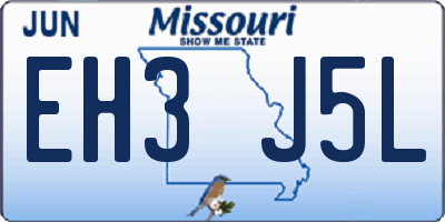 MO license plate EH3J5L