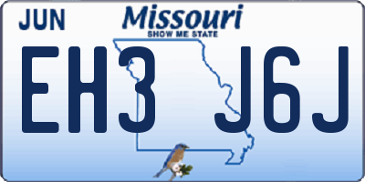 MO license plate EH3J6J