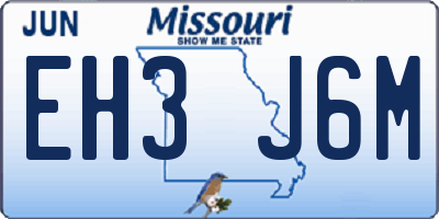 MO license plate EH3J6M