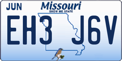MO license plate EH3J6V