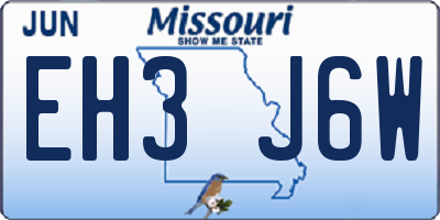 MO license plate EH3J6W