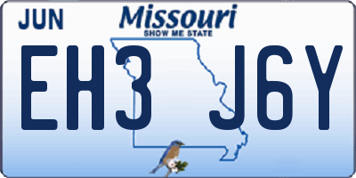 MO license plate EH3J6Y