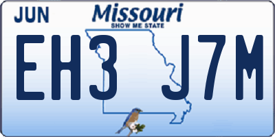 MO license plate EH3J7M