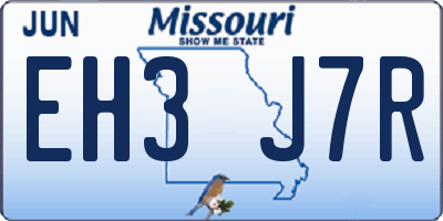 MO license plate EH3J7R