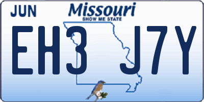 MO license plate EH3J7Y