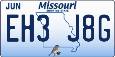 MO license plate EH3J8G