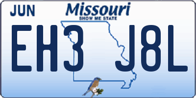 MO license plate EH3J8L