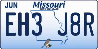 MO license plate EH3J8R