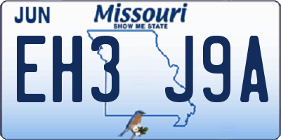 MO license plate EH3J9A