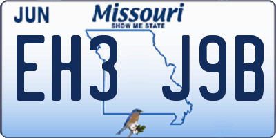 MO license plate EH3J9B