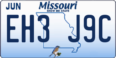 MO license plate EH3J9C
