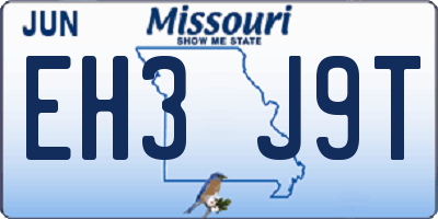 MO license plate EH3J9T