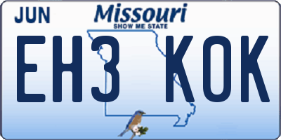 MO license plate EH3K0K