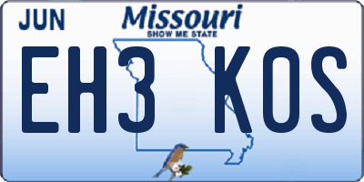 MO license plate EH3K0S