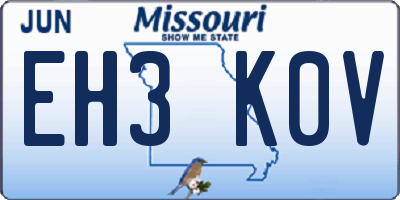 MO license plate EH3K0V