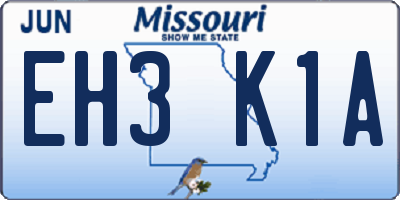 MO license plate EH3K1A