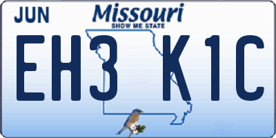 MO license plate EH3K1C